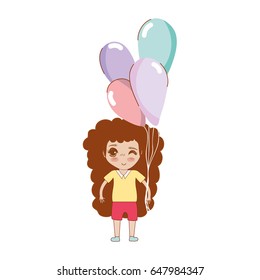 cute girl with balloons in the hand