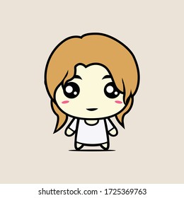 Cute Girl Band Mascot Design with Golden Brown Hair