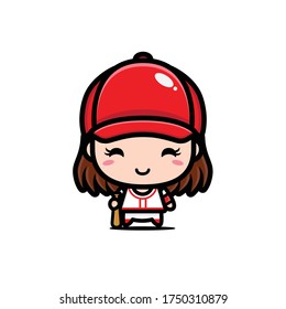 cute girl baseball player vector design