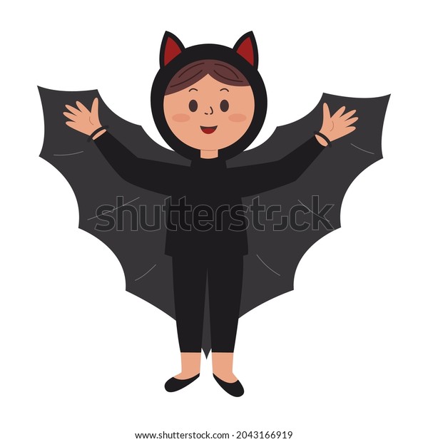 Cute girl in bat\
costume for halloween.