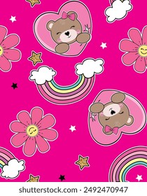 linda chica oso diseño amor