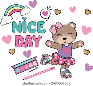 cute girl bear design love animal