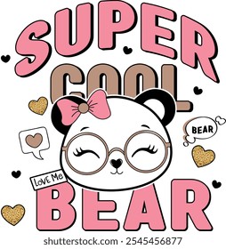 cute girl bear design love
