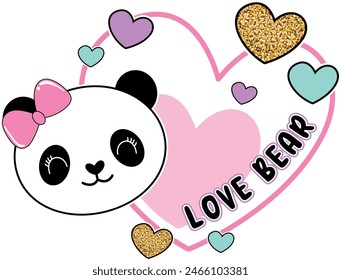 cute girl bear love design