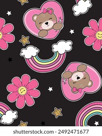 cute girl bear patterns design