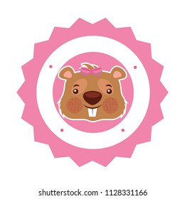 cute girl beaver funny label