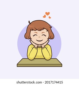 Cute girl being in love illustration