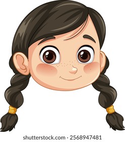 Cute girl with big eyes and braids