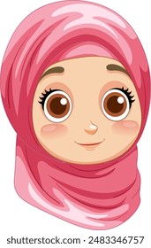 Cute girl with big eyes and pink hijab