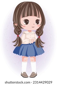 cute girl, big eyes, sticker, phone case