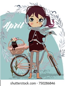 cute girl with bike