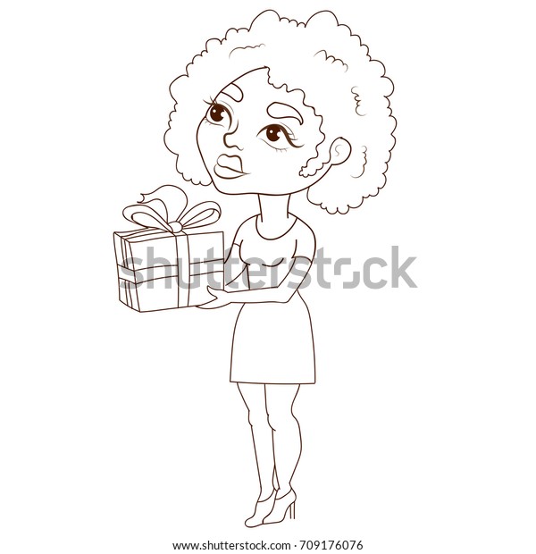 cute girl birthday party gift afro stock vector royalty