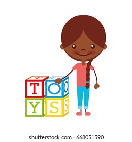 cute girl with blocks character icon