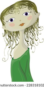 Cute girl with blue eyes. Vector file for designs.
