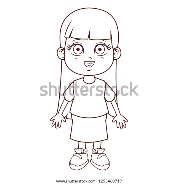 Cute Girl Body Cartoon Stock Vector (Royalty Free) 1255460719