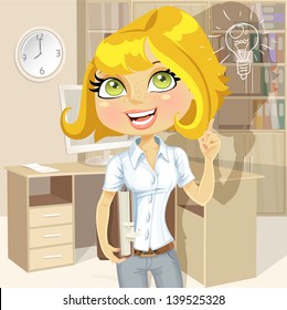 Cute girl with a book in office idea inspiration