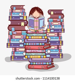 Cute Girl Books Stock Vector (Royalty Free) 1114100138 | Shutterstock