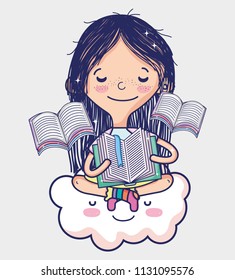 Cute girl with books
