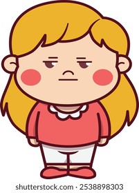 Menina Bonita com Ilustração de Expressão Entediada