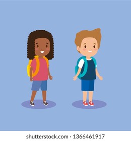 cute girl and boy with casual clothes