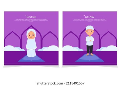 Cute girl and boy praying