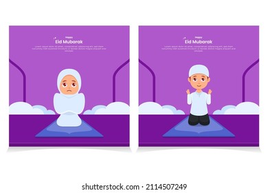 Cute girl and boy praying