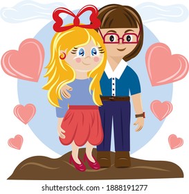 Cute girl and boy. Vector illustration for design.
