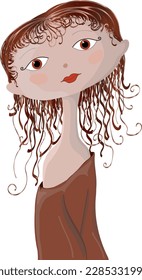 Cute girl with brown eyes. Vector file for designs.