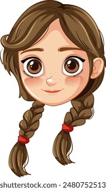 Cute girl with brown hair and braids