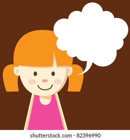 cute girl with bubble speech
