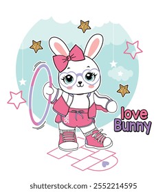 cute girl bunny design love