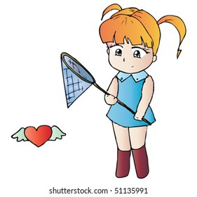 Cute girl with butterfly net