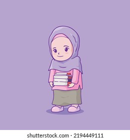 cute girl carrying a book