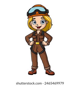 Cute girl carton wearing costume pilot