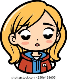 Cute girl cartoon with blonde hair