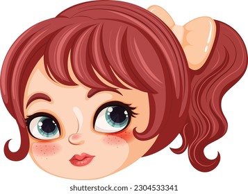 Cute Girl Cartoon Character with Big Eyes illustration