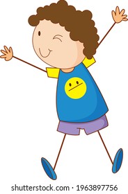 Cute girl cartoon character in hand drawn doodle style isolated illustration