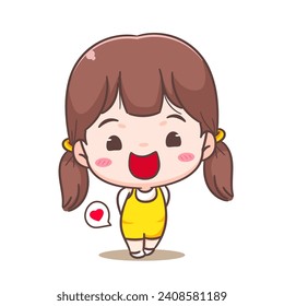 Cute girl cartoon character. People expression concept design. adorable chibi vector style. Isolated white background

