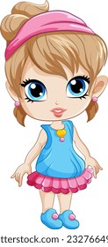 Cute girl cartoon character wearing headband illustration