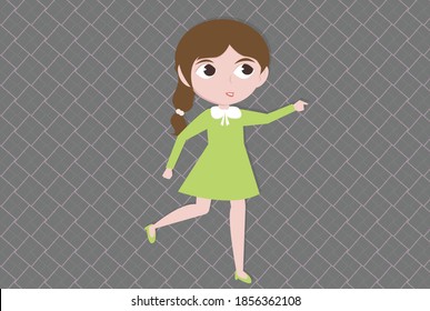 Cute girl cartoon concept. Creative idea design for template, brochure or presentation.
