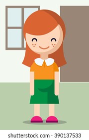 Cute Girl Cartoon in Flat vector style