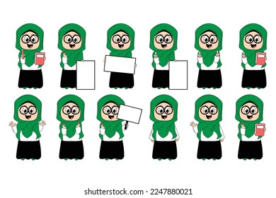 cute girl cartoon with hijab graphic