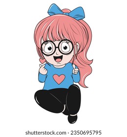 cute girl cartoon simple vector illustration