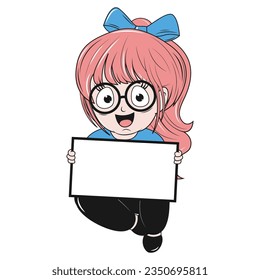 cute girl cartoon simple vector illustration