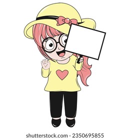 cute girl cartoon simple vector illustration