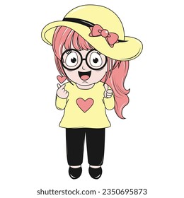 cute girl cartoon simple vector illustration