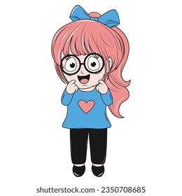 süße Girl-Cartoon, einfache Vektorgrafik