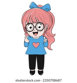 cute girl cartoon simple vector illustration