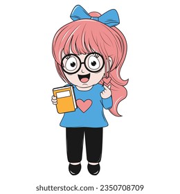 cute girl cartoon simple vector illustration