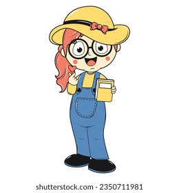 cute girl cartoon simple vector illustration